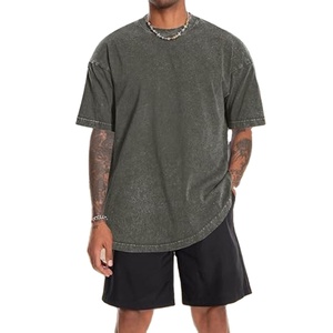 T-shirt pour hommes en coton uni en gros T-shirt décontracté d'été avec impression de logo personnalisé de style streetwear surdimensionné 2025 - Product Image 2