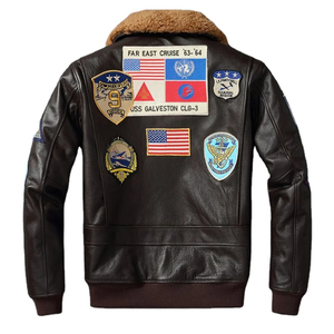 Vente en gros de veste en cuir de vachette véritable G1 avec col en fourrure, vestes de vol pour hommes, manteau aviateur, vestes d'hiver pour hommes - Product Image 3