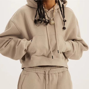 Logo personnalisé femmes automne sport à capuche ensemble respirant chaud épais hiver polaire français éponge survêtements 2 pièces ensemble - Product Image 6