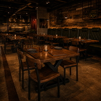 Ron Group Gewerbliche Möbelgarnitur Massivholztisch Langlebiger Stuhl Hochlehner Leder Maßgefertigte Sitzgruppe für Restaurants