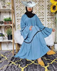 Hecho a mano Dubai mujer hermoso negro Kaftan Abaya poliéster duradero pantalones largos ropa tradicional islámica para musulmanes - Product Image 1