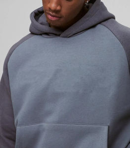 Venta al por mayor 100% algodón hombres Baggy Pullover Hoodie Heavyweight 350 GSM Color Block con capucha transpirable y sudadera de gran tamaño para hombres - Product Image 6