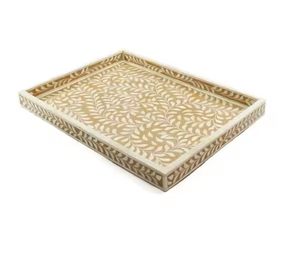 Bandeja con incrustaciones de hueso de diseño estándar Bandeja para servir con incrustaciones de hueso de lujo y alta calidad para suministros de restaurante y hotel de artesanía de media luna - Product Image 1
