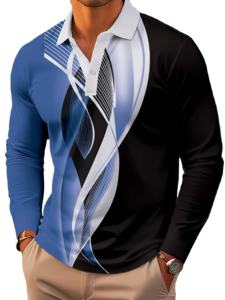 เสื้อกอล์ฟแขนสั้นพิมพ์ลายเส้นเรขาคณิตสำหรับผู้ชาย เนื้อผ้าเจอร์ซีย์ระบายอากาศ ลายทางลำลอง สวมใส่ได้ทุกวัน แห้งเร็ว - Product Image 4