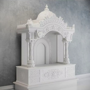 Temple en marbre blanc sculpté à la main, motifs complexes, luxe traditionnel, nouvelle pièce pour la décoration de la maison, collection de cadeaux - Product Image 1