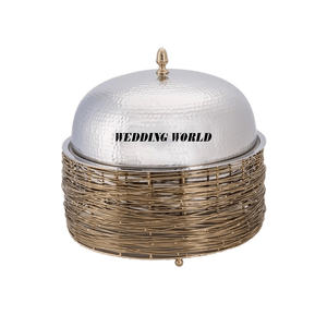 Olla de madera y metal de madreperla, diseño personalizado, cazuela de mesa, forma redonda, calentador de alimentos de Metal elegante - Product Image 4