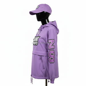 Veste coupe-vent en polyester GSM pour femmes, tissu doux au toucher, avec panneaux sur les manches et broderie de logo personnalisée, veste pour femmes - Product Image 4