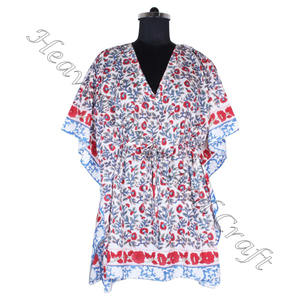 Nouvelle arrivée 2024 indien main bloc imprimé caftan Robe KFCS182 Robe d'été Kimono vacances coupe ample Robe vêtements pour femmes - Product Image 5