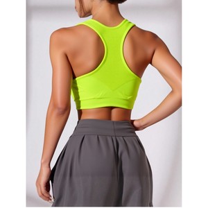 Reggiseno sportivo da donna verde Neon per Fitness Yoga Design traspirante estensibile con fodera in Spandex per allenamento attivo - Product Image 2