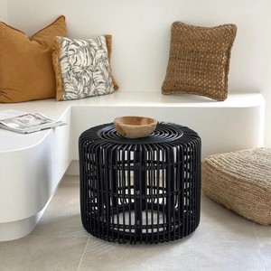 โต๊ะกาแฟหวายสีดำสไตล์นอร์ดิกโต๊ะข้างกลมทำด้วยมือสุดหรู - Product Image 2