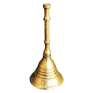 Campana de mano de latón dorada pulida con mangos de madera Campanas de mano de metal hechas a mano de alta calidad para uso de timbre - Product Image 3