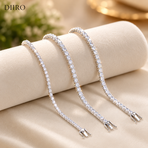 Women's Hiphop Moissanite Tennis Bracelet Round Brilliant Cut Claw Setting 14K White <b>Gold</b> Plated Wedding Gift Jewelry - Product Image 4