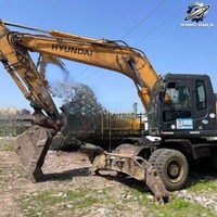 Excavatrice sur roues Hyundai R210W de 21 tonnes, moteur Cummins B5.9 C, d'occasion, pour travaux de construction et réparation routière en Corée.