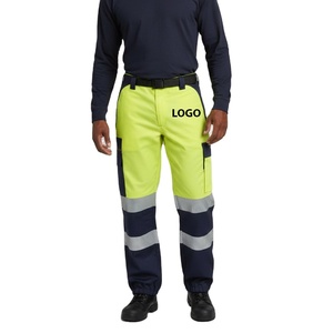 กางเกงทำงานนิรภัยสะท้อนแสงคุณภาพพรีเมียมแบบสั่งทำ OEM โพลีเอสเตอร์ กันน้ำ สีเหลืองเรืองแสง มาตรฐาน ANSI Class 1 - Product Image 1