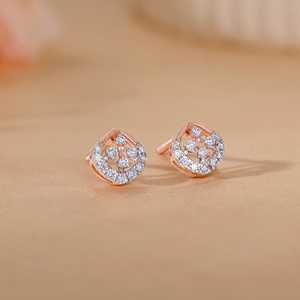 Pendientes Dazzle Duo Diamante Oro Rosa - Product Image 1