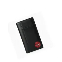 Dompet Kulit Asli Berkualitas Tinggi dengan Penutup Lipat, Uniseks, Fashion, Hitam, Bertekstur, Detail Rumit, Menampilkan Karakter Ikonik.