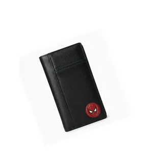 High Quality Genuine Leather <b>Wallet</b> Fold Closure Unisex Fashion <b>Black</b> Textured Intricate Detailing Featuring Iconic Characters - Product Image 1