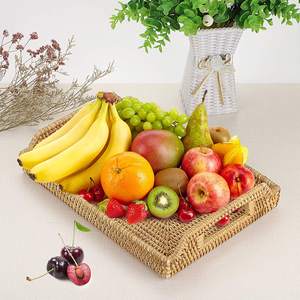 Plateau de décoration de salle de bain rectangle carré rond de qualité supérieure, plateau de luxe avec poignée plateaux en rotin écologiques - Product Image 4