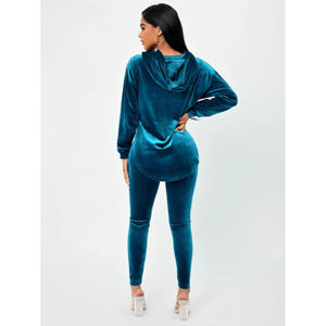Survêtement en velours 2 pièces pour femmes survêtement zippé avec sweat-shirt respirant pantalon survêtement ensemble grande taille vêtements d'hiver - Product Image 2