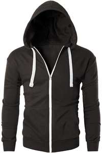 Sudadera con capucha con cremallera de invierno de lana gris oscuro personalizable para hombre 2025 Capucha ajustable de algodón de alta calidad y patrón estampado 100% - Product Image 3