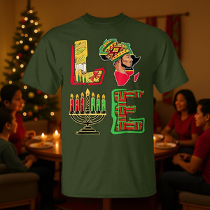 Maglietta Festiva Promozionale Afro per la Stagione Natalizia, Pigiama Familiare Afroamericano per Kwanzaa - Product Image 3