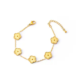 Wholesale Fashion flower bracelet for women Stainless Steel Personalized Adjustable Bracelets Silver 18K Gold