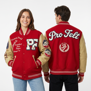 Chaqueta Universitaria para Hombre en Oferta, Cuerpo de Lana, Mangas de Cuero Sintético, Chaqueta de Béisbol Universitaria con Letras Bordadas para Hombre - Product Image 2