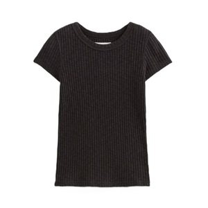 Nouveau T-shirt décontracté pour femme, col rond, coupe ajustée, manches courtes, en maille côtelée 100% coton respirant, teint uni, confortable, collection été - Product Image 6