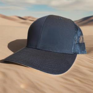 6-<b>Panel</b> Blank Structured Semi Curved Bill Trucker Cap With Snapback Closure Personalized Leather <b>Patch</b> Logo Mesh Baseball Cap - Product Image 5