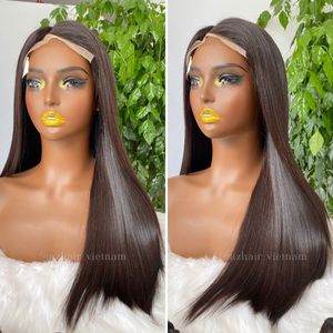 Perruque de cheveux humains vietnamiens bruts os droit couleur naturelle 5x5 fermeture à lacet suisse 100% extensions de cheveux vierges - Product Image 4