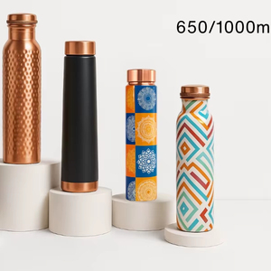 <b>Bottle</b> with Mandala Print Pure <b>Copper</b> Water <b>Bottle</b> 1L Mandala Design Designer <b>Copper</b> <b>Bottle</b> Meena Artwork <b>Copper</b> Ayurvedic - Product Image 1