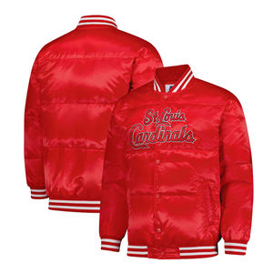 OEM 2025 chaqueta de béisbol universitaria de moda Satén de alto brillo Ajuste de gran tamaño bordado nombre de la escuela y pedido a granel y etiqueta privada - Product Image 1