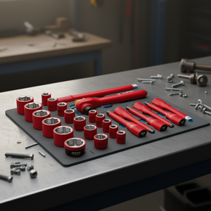 Jeu de clés à cliquet Hazet 1/2'' avec douilles et accessoires, isolation protectrice 1000V, ensemble de 26 pièces - Product Image 3