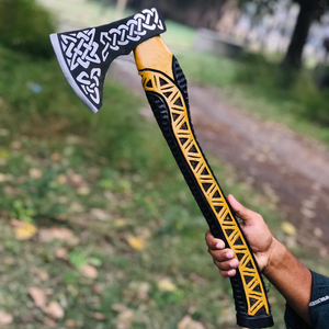 Hot Selling Custom Damascus Steel Viking <b>Axe</b> Handmade Industrial Outdoor <b>Camping</b> Hatchet with Wood Handle and Leather Case - Product Image 6