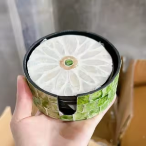 ถาดรองแก้วทรงกลมฝังมุกลายใหม่ล่าสุดพร้อมที่จับสีสันสดใสสำหรับถ้วยน้ำชาทำมือร้านอาหารจาก - Product Image 3