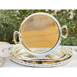 การออกแบบใหม่ล่าสุดถาดเสิร์ฟอาหารถาดแสดงขนมหวานวินเทจสีเงินในราคาขายส่งสําหรับการขายร้อน - Product Image 3