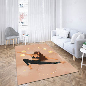 Alfombra Tranquil con Diseño de Chica de Yoga y Luna para Meditación, Pilates, Oficina, Alfombra Goblen - Product Image 2