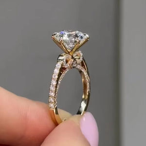 แหวนเพชรโมอิสทรงกลมสไตล์3ct สำหรับสตรีเครื่องประดับแฟชั่น - Product Image 1