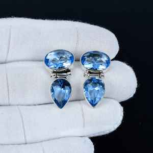 Clous d'oreilles en Tanzanite, en argent sterling 925 massif, bijoux mignons de haute qualité, cadeau pour la meilleure amie, anniversaire, Noël - Product Image 5