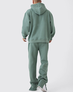 OEM personalizado en blanco de gran tamaño 100% algodón 400 GSM Sun fade Wash hombres Sudadera con capucha y pantalones de chándal conjunto cómodo Casual Wear chándal - Product Image 2