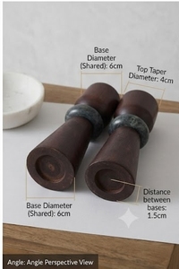 Candelero de Madera con Forma Cónica y Acento de Mármol, Base de 6 cm, Decoración para el Hogar - Product Image 2