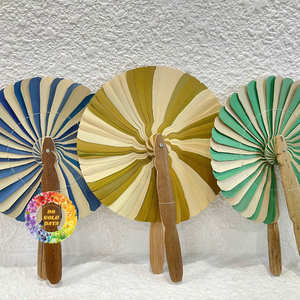 Ventilador de mano de bambú ecológico rústico hecho a mano vietnamita tradicional diseño de hoja de palma de coco para decoraciones de fiesta listo para exportación - Product Image 6
