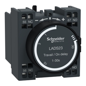 Per SCHNEIDER ELECTRIC LADS23 TeSys D Blocco Contatti Ausiliari a Ritardo Temporale 1NO + 1NC 1-30s Terminali a Molla con Ritardo Frontale - Product Image 1