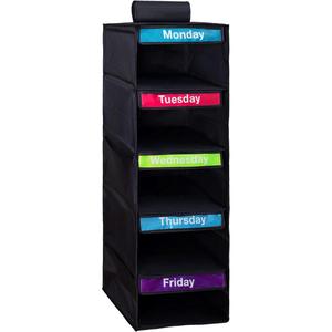 Organisateur de placard suspendu, étagère de rangement hebdomadaire pour vêtements, support de poche à suspendre sur la porte, 5 niveaux pour chambre d'enfant - Product Image 1