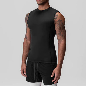 Venta al por mayor algodón Stringer gimnasio sin mangas Fitness camiseta entrenamiento músculo Y espalda logotipo personalizado Stringer hombres camiseta sin mangas - Product Image 1