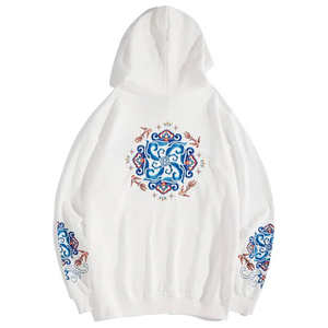 Sudadera con Capucha para Hombre, Blanca, con Diseño Gráfico, Forro de Felpa, Bordado 3D, Estilo Urbano - Product Image 1