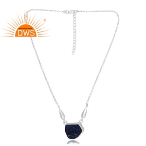 Latest Selling 925 Sterling Silver Natural Lapis Gemstone Pendant Necklace Custom Jewelry Manufacturer - Product Image 1