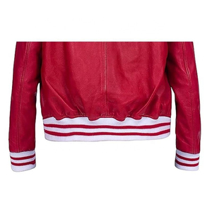 Offre Spéciale unisexe 100% cuir biologique col boutonné fond Flexible poches passepoilées rayures Bomber vestes extérieur Style de rue - Product Image 6