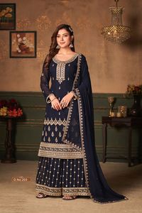 Traje indio paquistaní puro de Georgette para mujer, colección de traje de Salwar Kameez, con trabajo bordado, Dupatta - Product Image 5