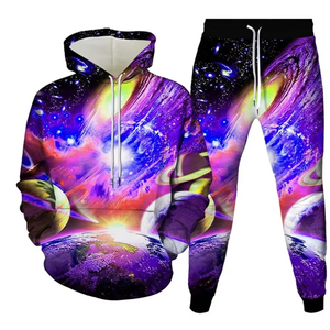 Conjunto de chándal para hombre, sudaderas con capucha informales con estampado 3D de estrellas, pantalones, conjuntos de 2 piezas, jersey de gran tamaño, ropa de calle de moda para hombre, personalización - Product Image 5